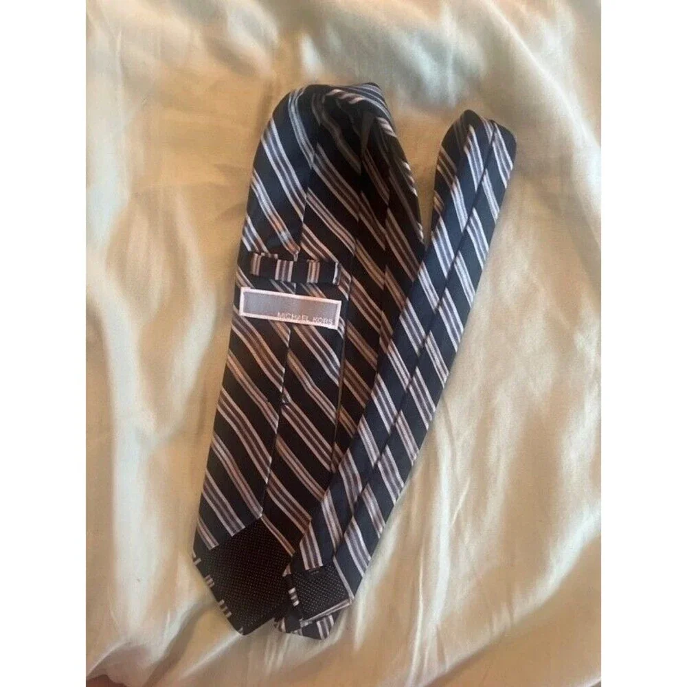 Michael Kors Silk Tie Black, White, and Grey Stripe 3.25 X 58